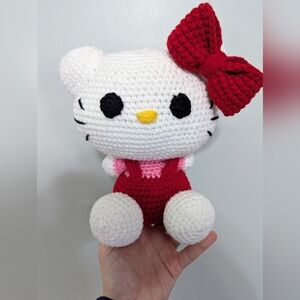 Handmade Crochet Hello Kitty Plushie Stuffed Toy Lovey